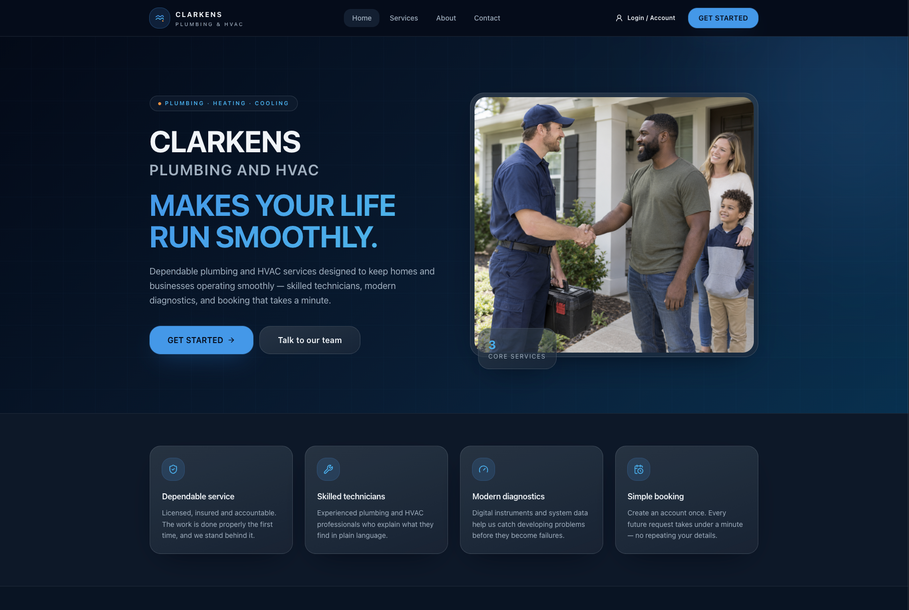 Clarkens Plumbing and HVAC website preview